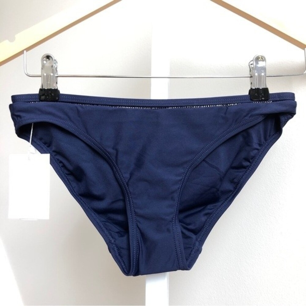 Andie Swim Bikini Bottom Womens XS Navy Blue Open Threaded Waist Low Rise New